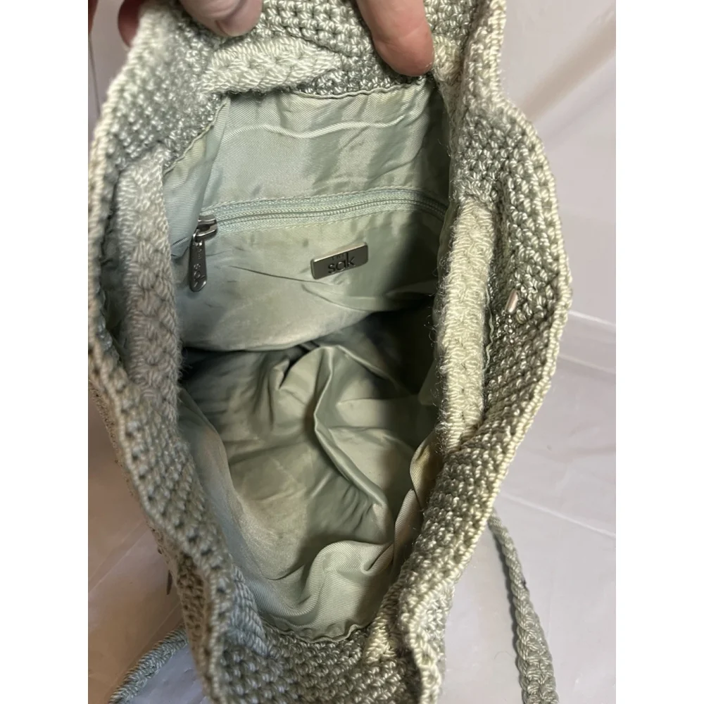 The Sak Dylan Backpack Purse Crochet light green